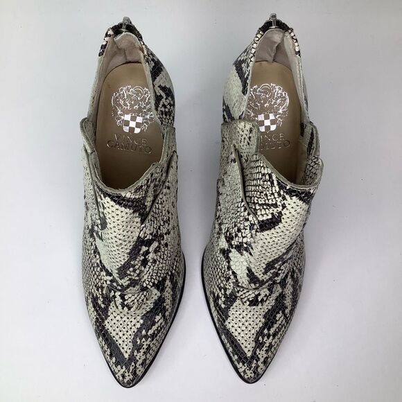 Vince Camuto Snakeskin Pointy Toe Black/White Women’s Ankle Booties Sz 7M - Picture 7 of 11